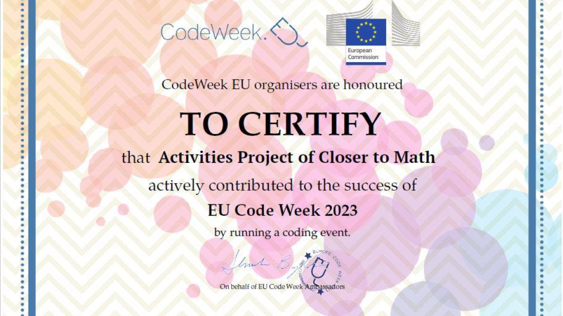 Closer to Math eTwinning projesi kapsamında kod haftasında yaptıklarımız
